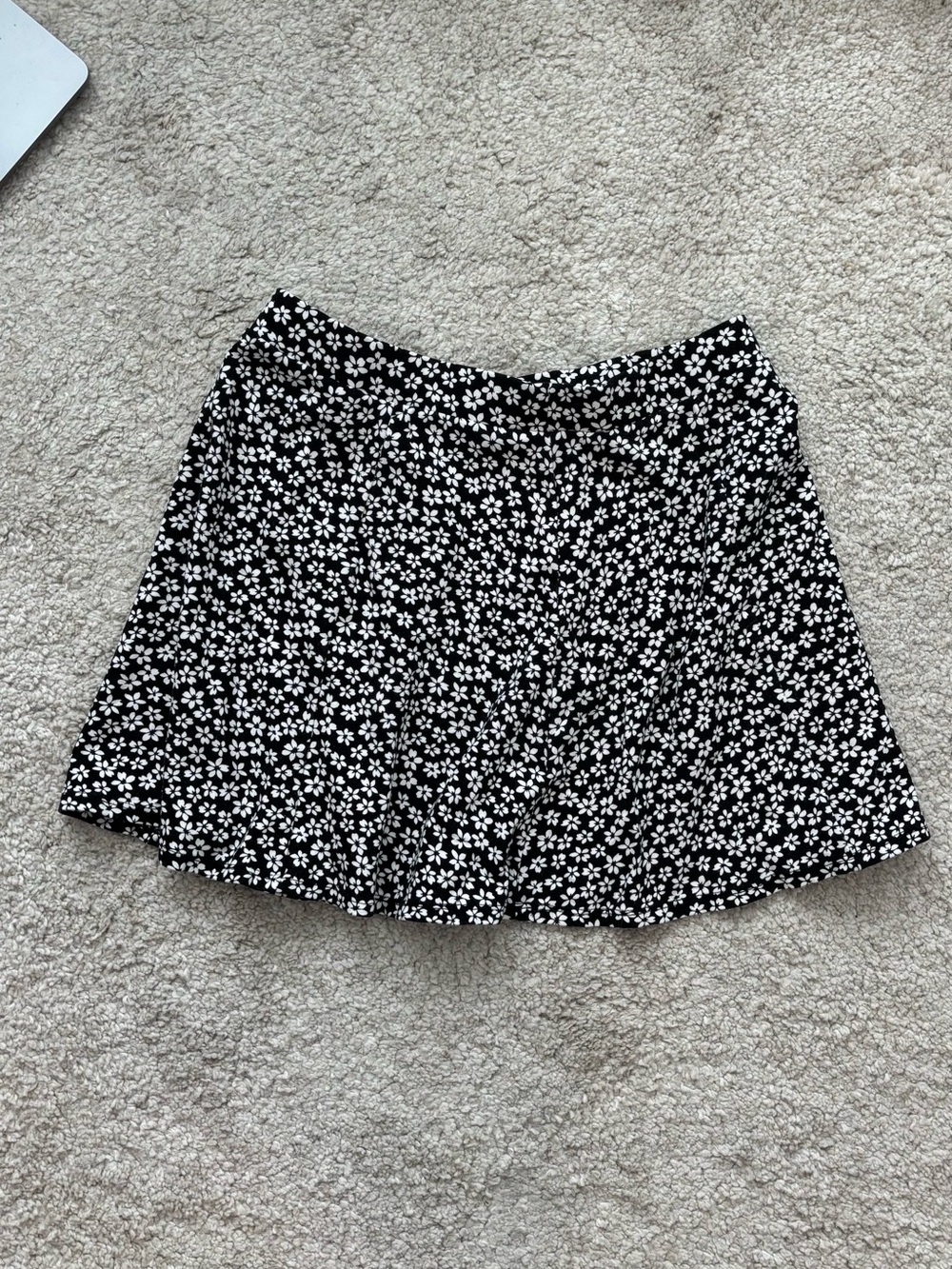 Black and White Floral A-Line Skirt